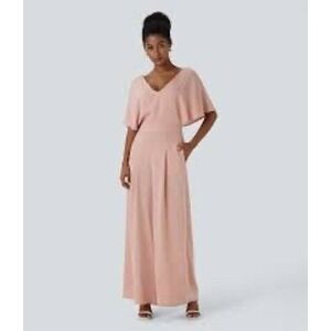 NWT Halara Flowy Wide Leg Bridesmaid Wedding Guest‎ Jumpsuit Women S Minimalist